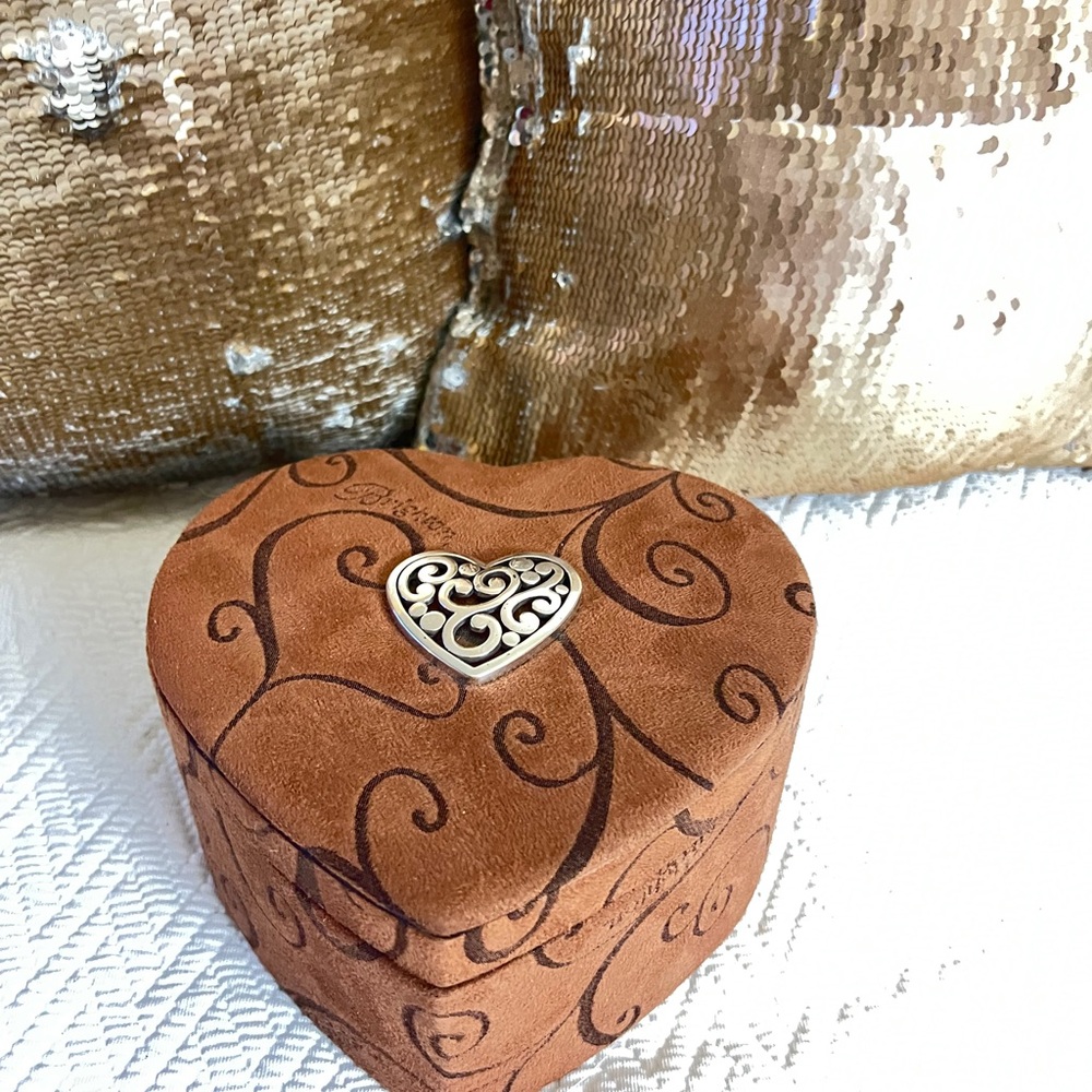 Brighton Heart-Shaped Jewelry Box - Brown and Silver